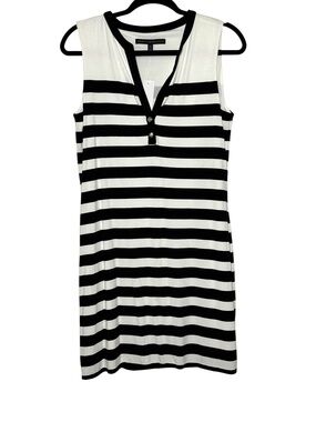 White House Black Market Dress Size Small Black White Stripe Sleeveless NWT